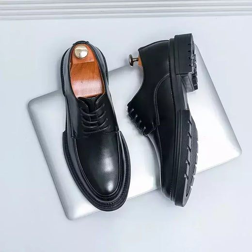 Sapato de couro branco Oxford masculino, vestido de casamento formal de luxo, fundo grosso, mocassins casuais, original, inteiro