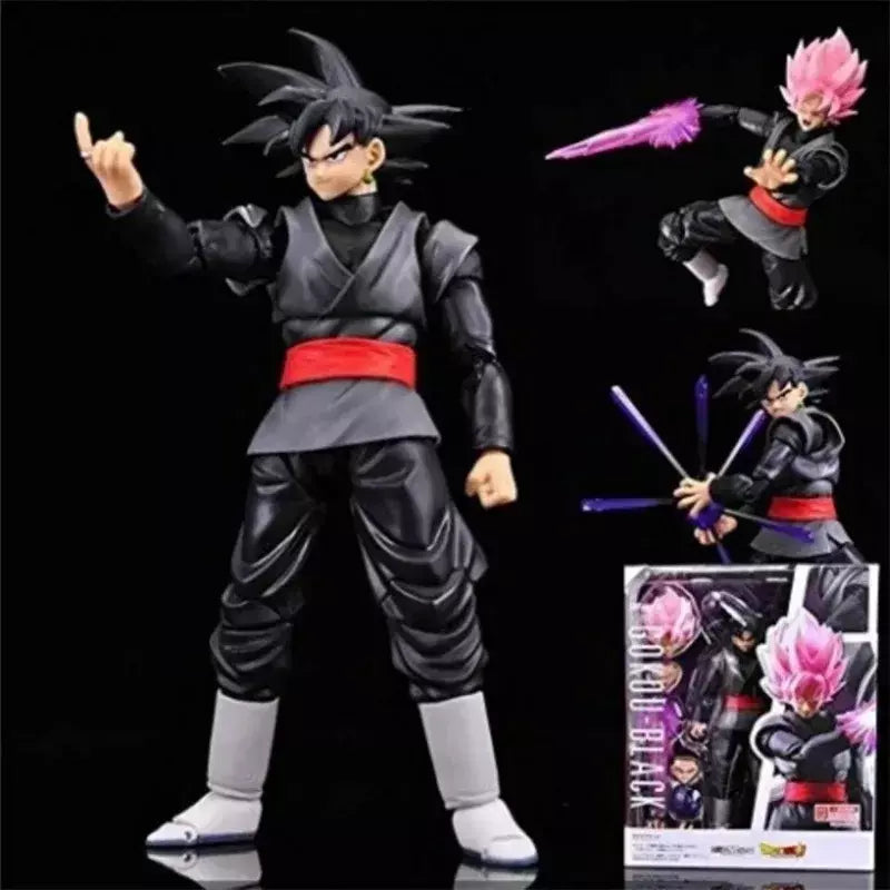 Novo 14cm anime dragon ball preto goku zamasu figura de ação super saiyan filme versão dbz modelo com vários acessórios brinquedos