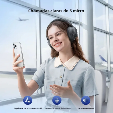 Baseus EH10 NC ANC Fones de ouvido sem fio 45dB Fones de ouvido híbridos adaptativos com cancelamento de ruído Hi-Res LDAC Fone de ouvido Bluetooth 6.0 80 horas