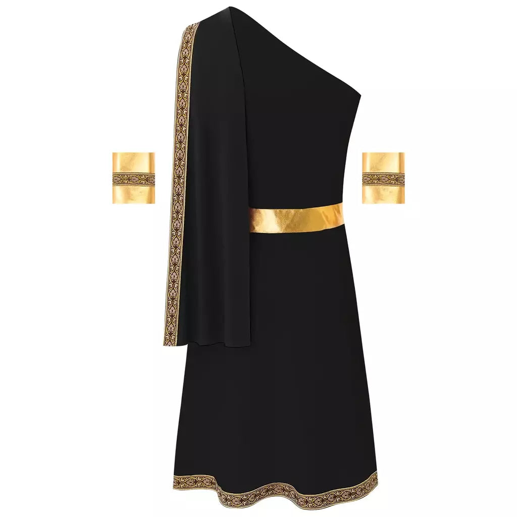 Homens antigo deus grego gladiador halloween cosplay trajes toga com mangas rei romano príncipe toga robe vestido punhos destacáveis