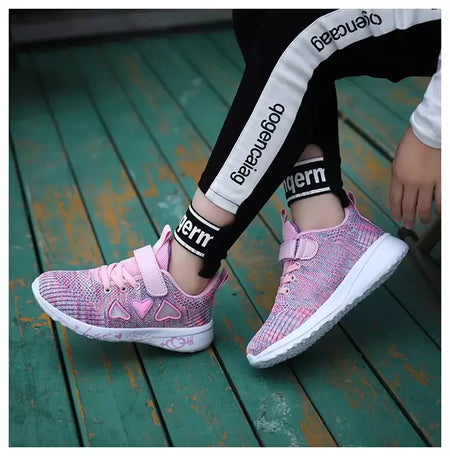 Meninas sapatos casuais luz malha tênis crianças verão primavera outono tenis bonito esporte dos desenhos animados feminino correndo meia calçado