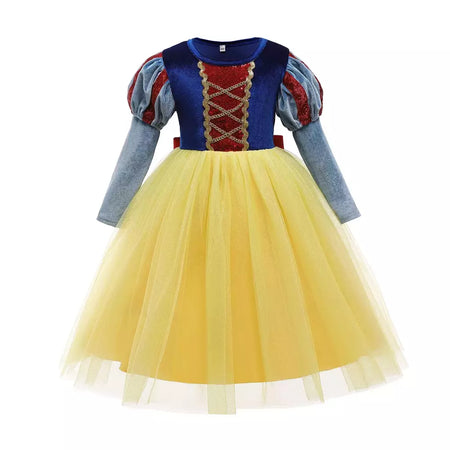 Criança neve branca traje princesa vestido de baile meninas festa aniversário fantasia veludo corpete malha tutu saia criança cosplay outfit