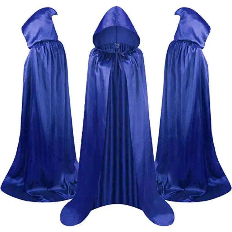 Capa preta com capuz para adultos, robe medieval com cadarço, bruxa, vampiro, cosplay, halloween, carnaval, festa de máscaras