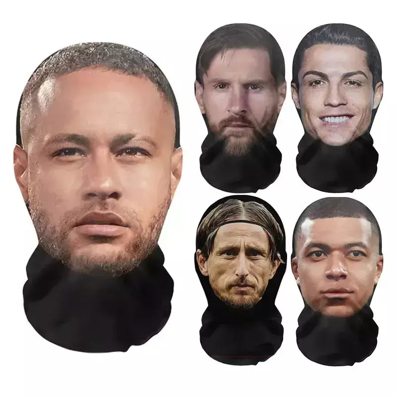 Máscara facial de celebridade impressa em 3D - Máscara de malha com padrão de estrela de jogo de bola engraçado, capa de cabeça de cosplay respirável para adereços de Halloween/festa