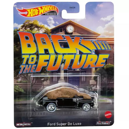 Original hot wheels premium carro cultura pop de volta para o futuro brinquedos para meninos 1/64 diecast time machine ford super de luxo presente