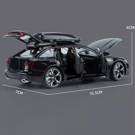 1:32 Audi RS6 Modelo de carro de brinquedo com portas de som e luz, modelo fundido de liga aberta, coleção de veículos para meninos e adultos, presente de festival
