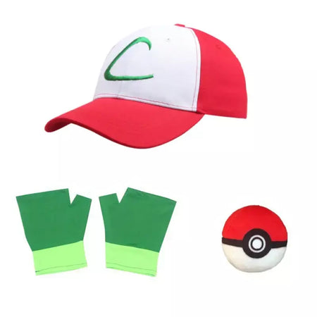 Anime dos desenhos animados cinza ketchum trainer jaqueta azul traje p-pokemoning ir jaqueta azul chapéus luvas para meninos meninas cosplay para festa