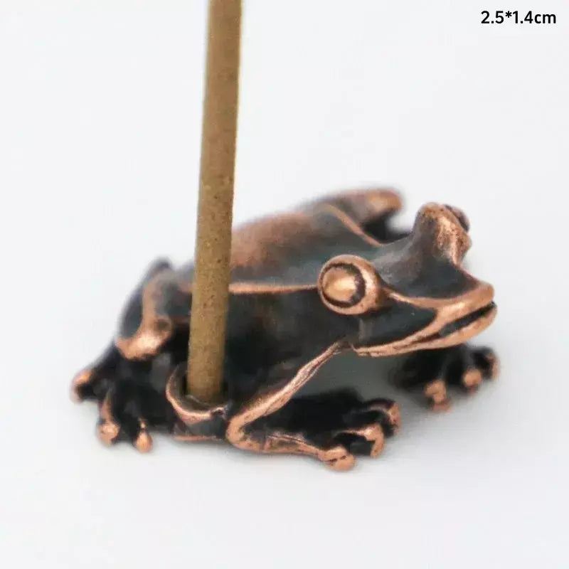 Antigo bronze meditação zen sapo estátua ornamento cobre escultura animal queimador de incenso casa decorações mesa chá animal estimação
