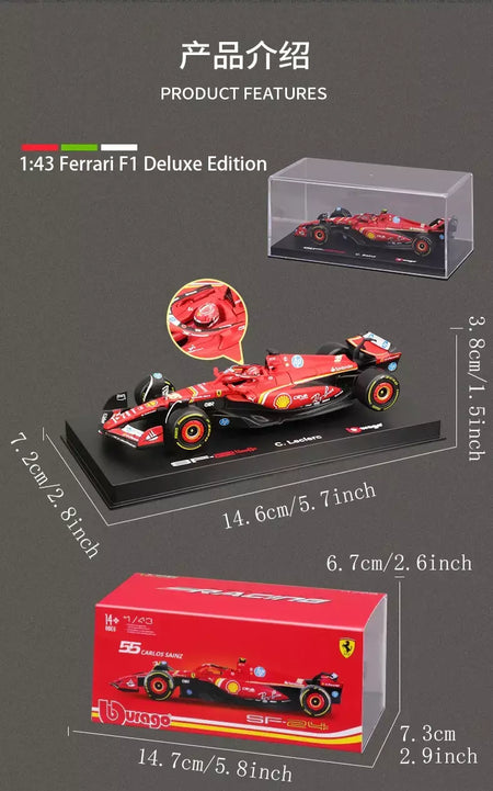 Bburago 1:43 2024 2023 F1 Scuderia Ferrari SF24 SF23 # 16 lecler # 55 sainz jr liga carro de luxo fundido modelo de carro série de brinquedos