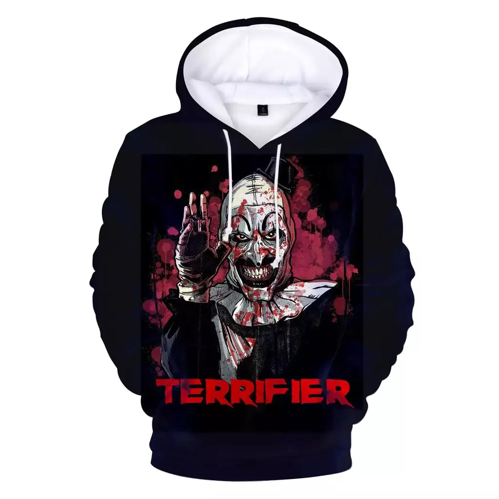 Terrifier 2 personagem assustador impressão 3d hoodies homens hip hop streetwear moletom pullovers harajuku fatos de treino topos roupas masculinas