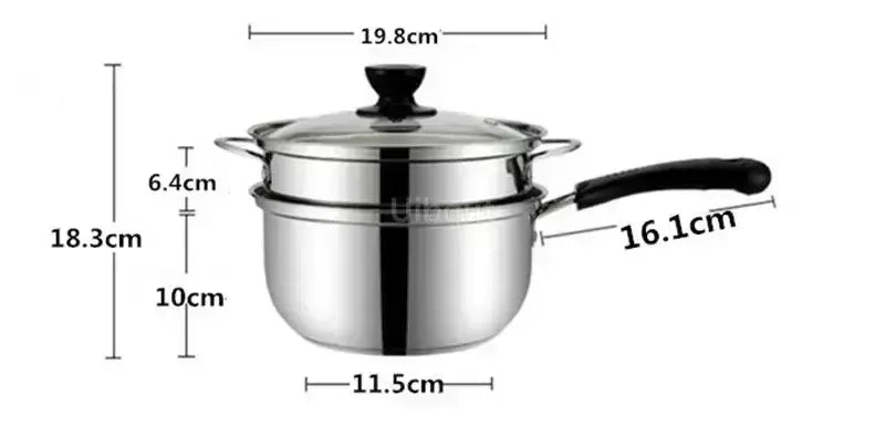 Panela de aço inoxidável com fundo duplo, panela de sopa não magnética, panelas multiuso, panela antiaderente, fogão a gás usado, panela quente