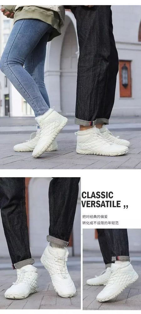 2024 novas botas de inverno para homens neve descalço mulheres ao ar livre antiderrapante pele quente tênis casuais plus size botas de tornozelo sapatos de caminhada
