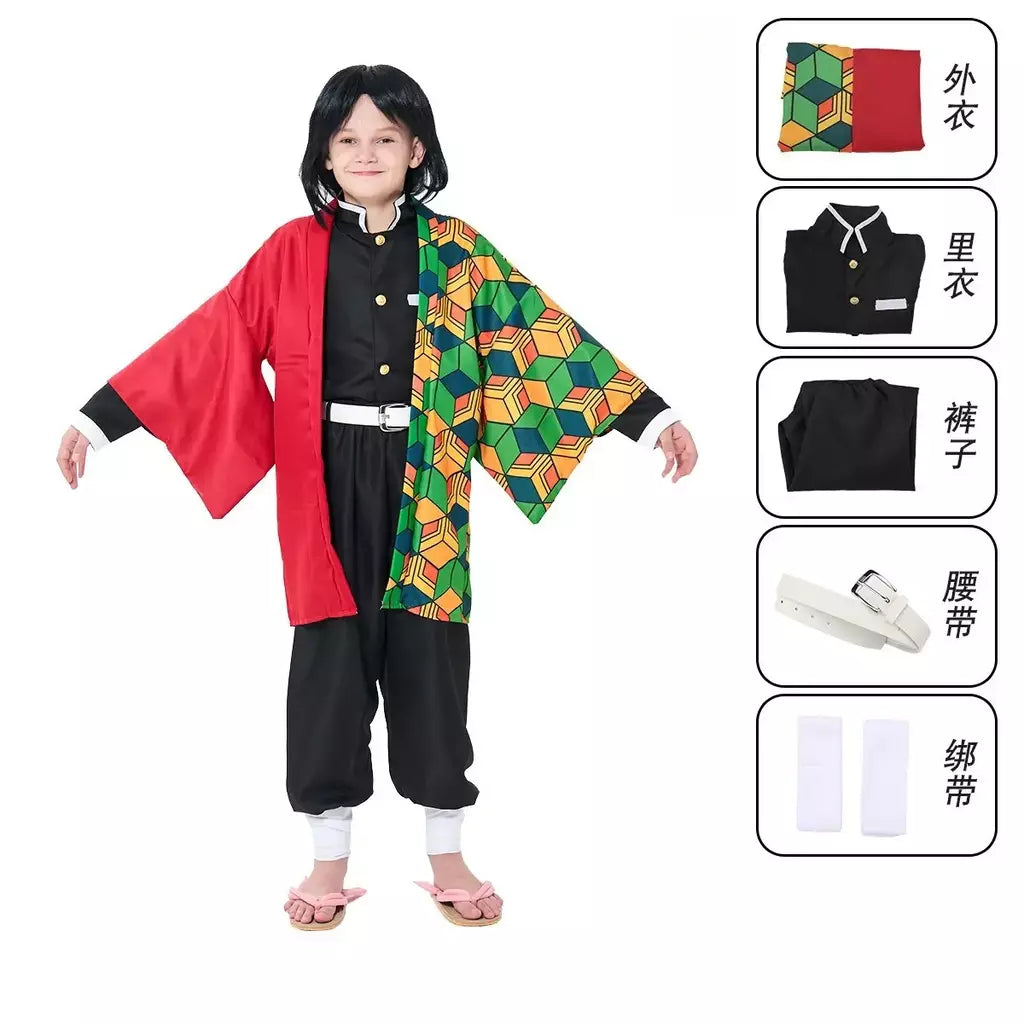 Cosplay traje demônio slayer cosplay tanjiro nezuko cosplay crianças shinobu traje anime dos desenhos animados traje de halloween presentes de natal
