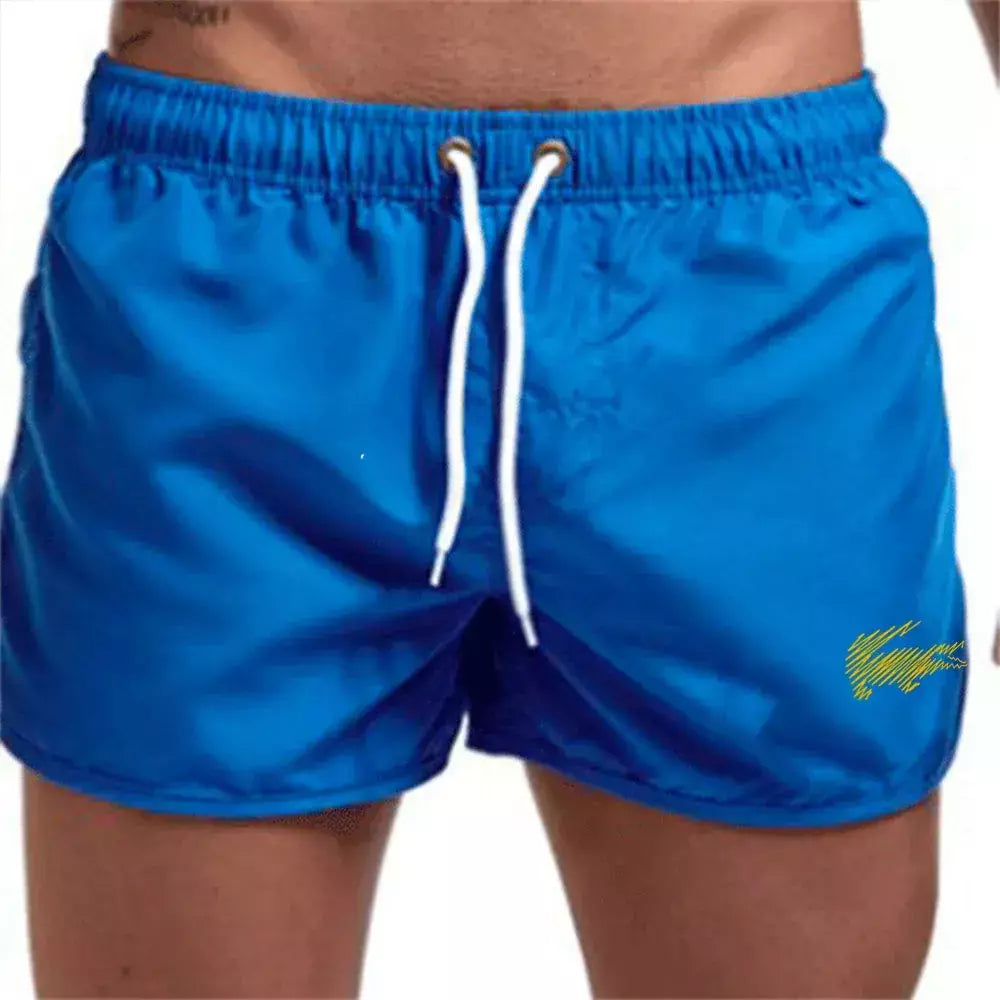Calção de banho com cordão masculino, roupa de banho, shorts de banho, shorts respiráveis, surfe de verão, calções de praia, calças esportivas