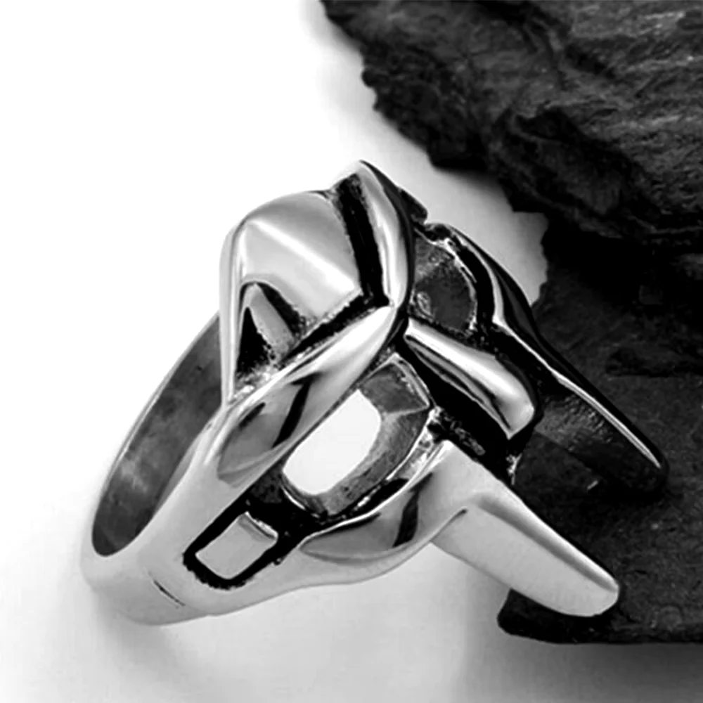 Vintage goth mf doom máscara anel de articulação ajustável para homens gladiador punk egípcio faraó masculino anel aberto jóias