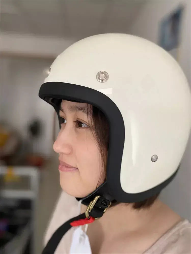 Genuíno vintage tt & cocascos fibra de vidro capacete da motocicleta retro scooter equitação rosto aberto 3/4 jet casco moto capacete dot aprovado