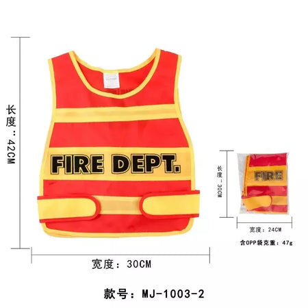 Conjunto de fantasia de bombeiro, chapéus e coletes, suprimentos para festa temática de bombeiro, fantasia para crianças, aniversário, dia das bruxas, vestido, suprimentos para festa