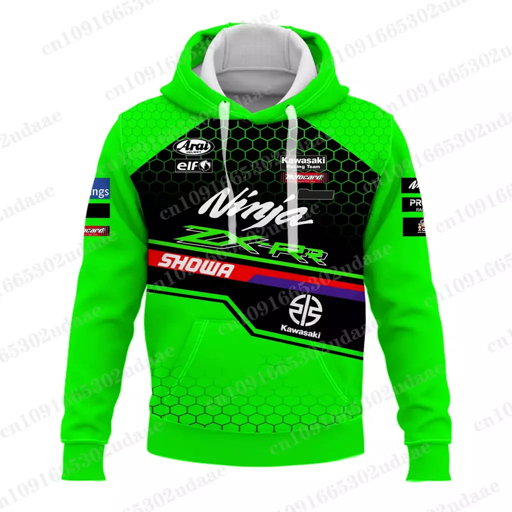 Moletons com capuz masculino e feminino, Forças de Corrida Kawasaki, Esportes Radicais, Nova Edição, 2024