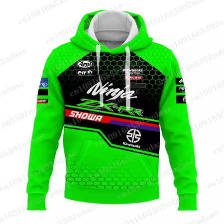 Moletons com capuz masculino e feminino, Forças de Corrida Kawasaki, Esportes Radicais, Nova Edição, 2024
