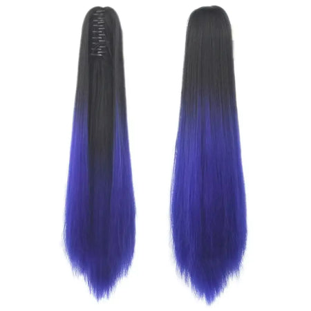 Longo reto sintético rosa ombre extensão do cabelo peruca garra rabo de cavalo pônei fada cauda falso peças de cabelo clipe na peruca
