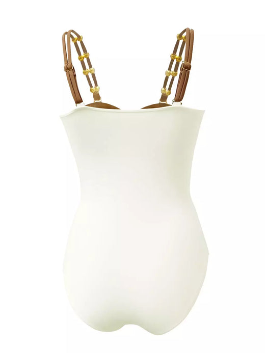 Fato de banho feminino em X, roupa de praia estilo coreano de 1 peça, maiô de verão, biquíni novo, 2024