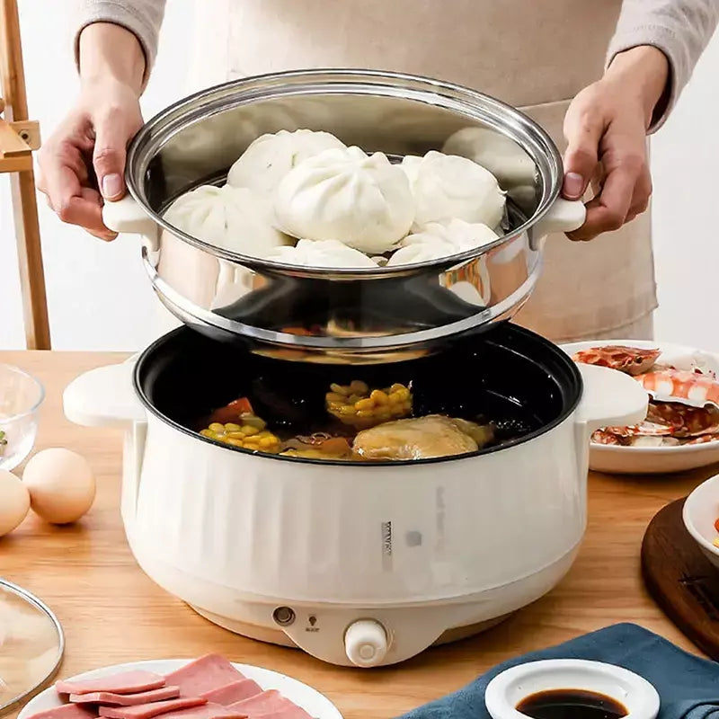 Frigideira elétrica multifuncional, 1.7/3.2/3.7l, antiaderente, fogão lento, grande capacidade, panela quente elétrica, suprimentos de cozinha