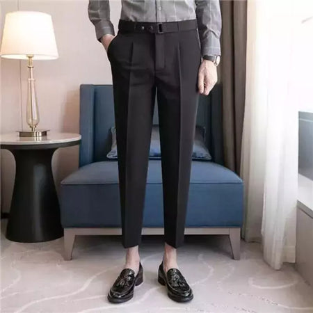 Calça de negócios justa masculina recortada, calça reta elástica, terno masculino de alfaiataria social, estiramento formal tressed, verão, 9 calças recortadas