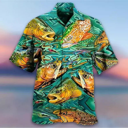 Camisa dos homens do vintage 3D Havaiano Casual Wear Férias de praia Soltas montagem Masculina Top 2023 Dos Desenhos Animados Padrão Manga Curta Ao Ar Livre