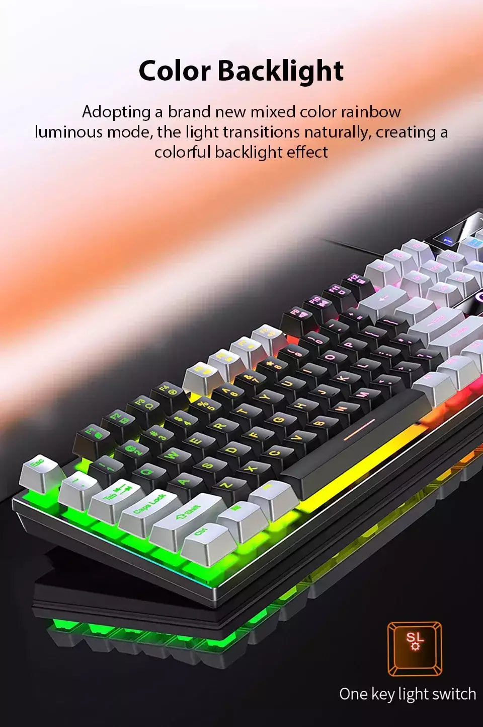 K500 teclado para jogos com fio sensação mecânica laptop desktops pc computador acessórios de escritório 104 teclas teclados com luz de fundo rgb