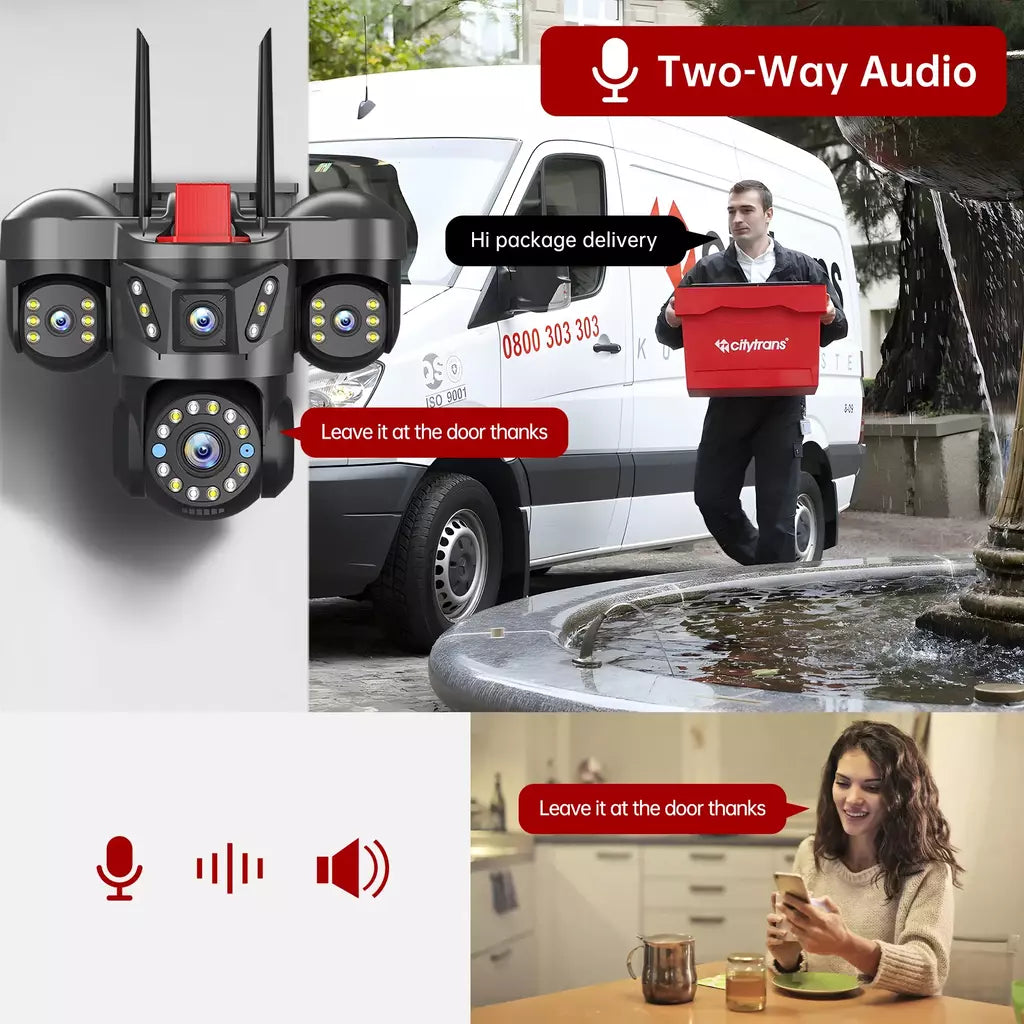 10k 20mp uhd ao ar livre wifi câmera ip 16x zoom 4 lente 4 telas ai rastreamento automático proteção de segurança ptz cctv vigilância por vídeo