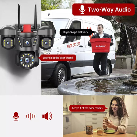 10k 20mp uhd ao ar livre wifi câmera ip 16x zoom 4 lente 4 telas ai rastreamento automático proteção de segurança ptz cctv vigilância por vídeo