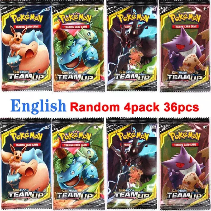 4 pacote de cartas pokémon 151 equipe up sun & moon trovão inglês jogo de cartas de negociação evoluções impulsionador colecionável crianças brinquedos presentes