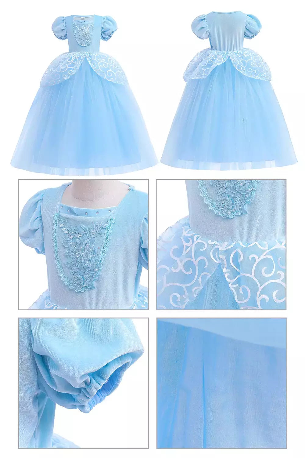 Crianças cosplay traje menina verão pageant lantejoulas fantasia crianças cinderela carnaval roupas princesa vestido de aniversário 3-10 ano