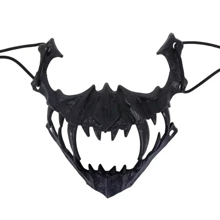 Festa crânio máscara dentes longos demônio esqueleto meia máscara facial lobo dragão tigre houjuu nue máscara cosplay traje de halloween adereços