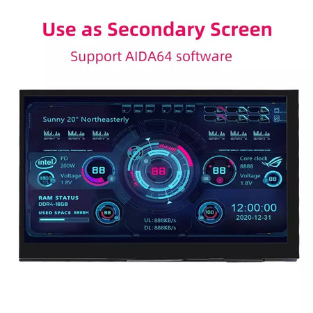 7 Polegada display portátil ips lcd tela de toque capacitivo 1024x600 monitor alto-falantes opcionais para raspberry pi 5 4b 3b + computador portátil