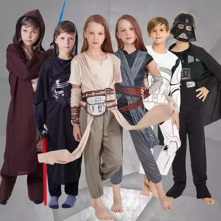 2024 novo traje de guerreiro preto tempestade soldado darth vader anakin skywalker menina guerras rey cosplay festa traje roupas capa máscara