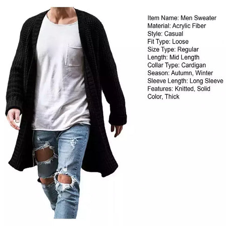 Cardigã de malha de algodão masculino, suéteres finos de manga comprida, outwear masculino monocromático, casaco quente, moda casual, novo, outono, inverno