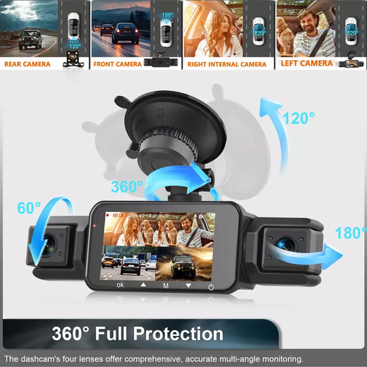 Dashcam para carros 4 canais caixa preta wifi câmera de condução fhd 1080p visão noturna gravação em loop adicionar kit de fio rígido acessórios do carro