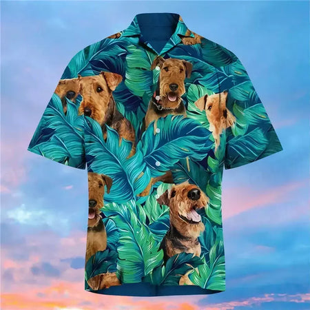 Camisa havaiana com estampa 3D masculina papagaio, blusa de praia casual manga curta, camisa lapela vocacional, moda menino