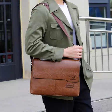 Bolsa de ombro de couro para homens Bolsa de negócios Bolsa mensageiro Bolsa lateral grande, bolsa crossbody, marca de luxo, moda, IPAD