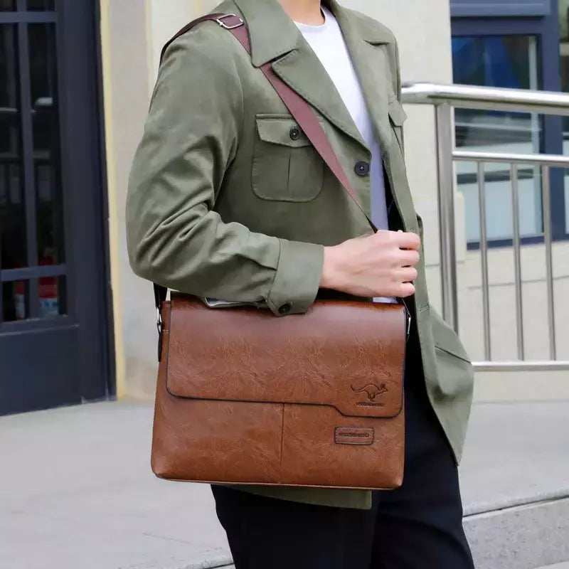Bolsa de ombro de couro para homens Bolsa de negócios Bolsa mensageiro Bolsa lateral grande, bolsa crossbody, marca de luxo, moda, IPAD