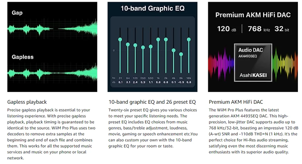 WiiM Pro Plus Streamer de música sem fio de alto desempenho - Bluetooth 5.2, Wi - Fi 6, Áudio sem perdas para sistemas Hi - Fi.