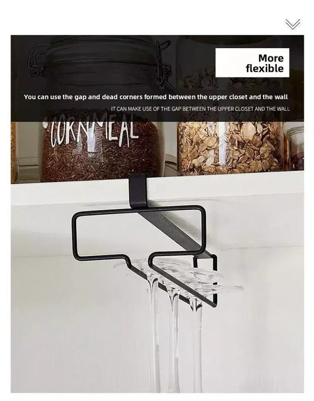 Suporte de vidro de vinho de metal sem perfuração - Rack de taças para armazenamento sob o armário Organização de cozinha Suprimentos de armazenamento de cozinha/bar