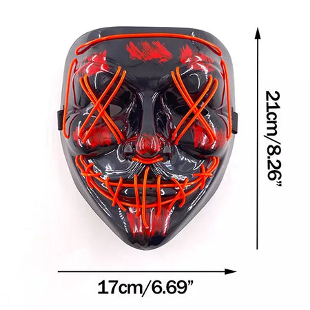Neon sem fio led máscara de purga brilho no escuro cosplay máscara de terror halloween masquerade festa máscaras brilhantes engraçado vestir-se