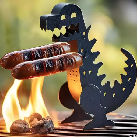 Engraçado dinossauro forma grill rolo de cachorro quente grelha de cachorro quente churrasqueira rack portátil acampamento ao ar livre grelhar panelas ferramentas
