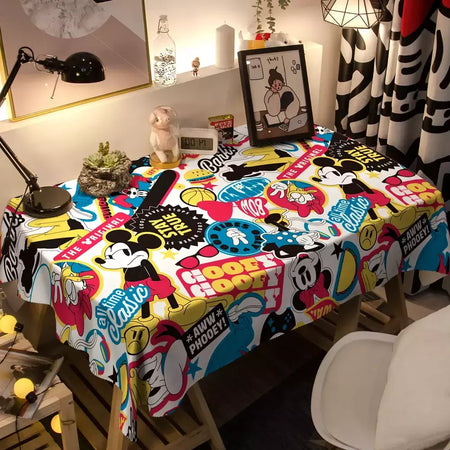 Toalha De Mesa Mickey Mouse Dos Desenhos Animados Da Disney Para Crianças, Mesa De Jantar Americana, Toalha De Mesa De Café Retro, Toalha De Mesa Quadrada