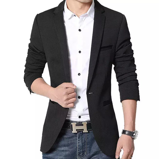 Blazers casuais de peito único masculino, jaqueta justa, escritório comercial e social, marca de moda, primavera e outono, 5XL