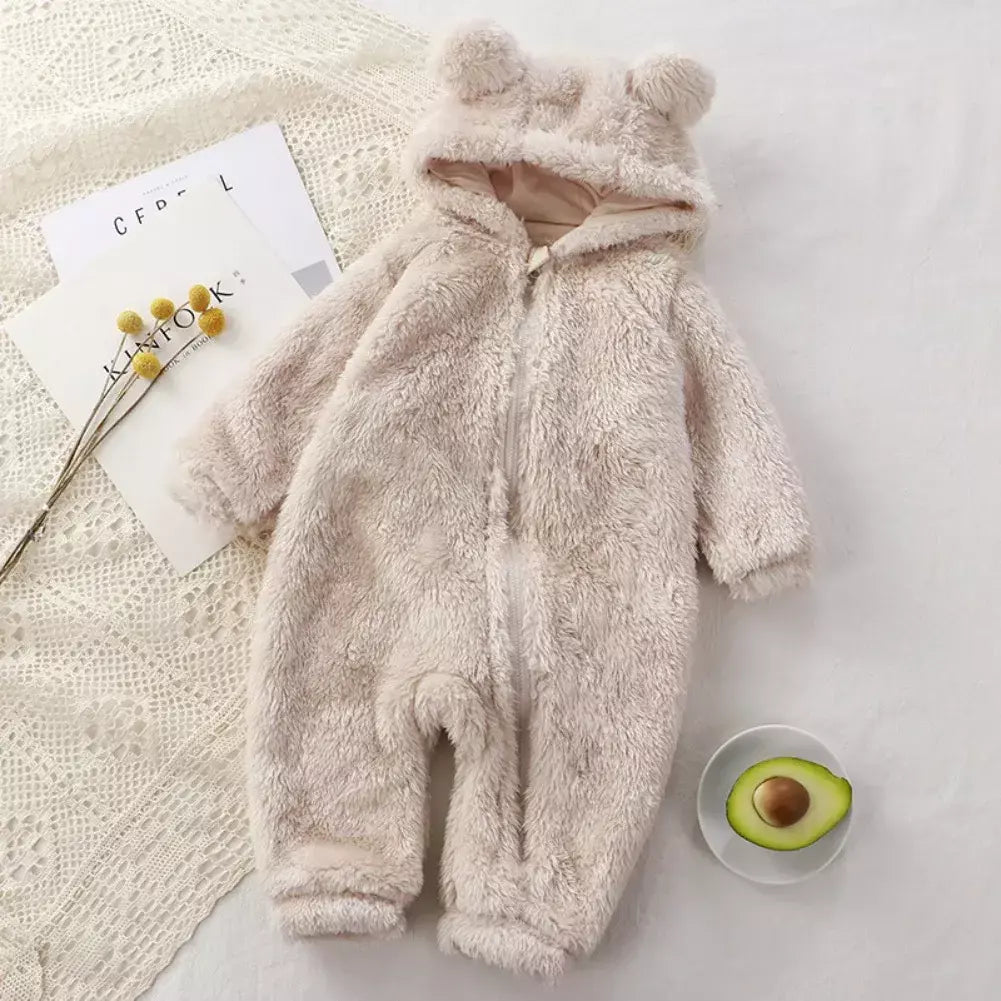 Inverno roupas de bebê bonito dos desenhos animados urso macacão de bebê pijamas infantil menino meninas animal traje com zíper macacão 0-24 meses