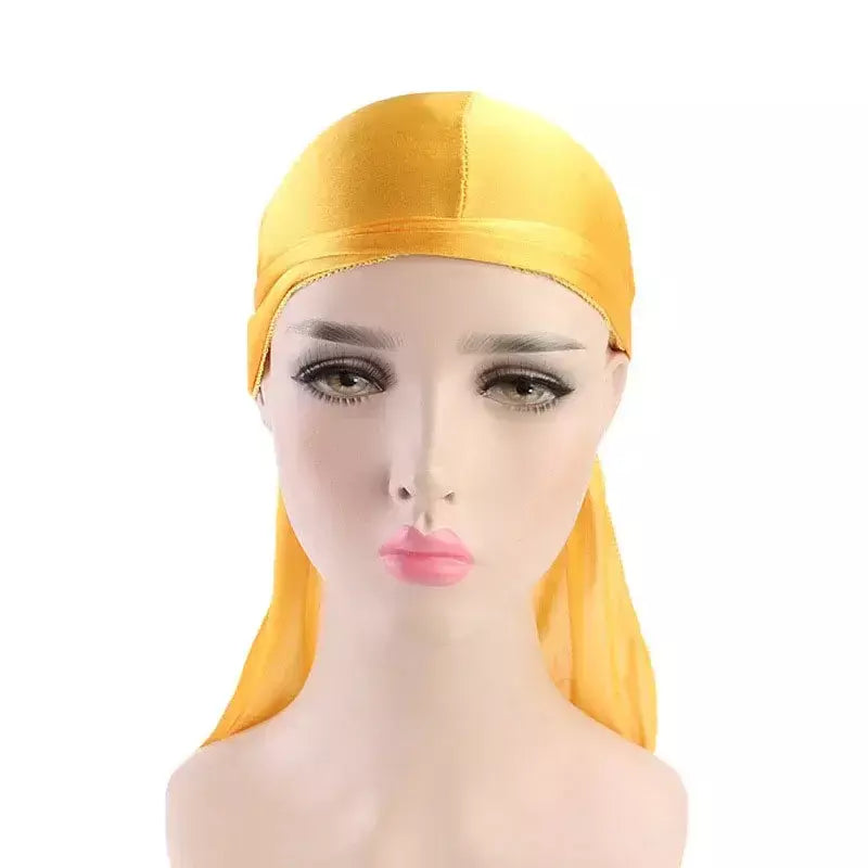 Elasticidade baotou boné faixas de cabelo simulação sedosa durag cauda longa chapéu pirata bandana turbante para crianças criança fita acessórios