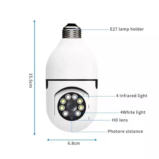 E27 lâmpada de vigilância ao ar livre câmera segurança automática visão noturna cor indoor detecção movimento foco zoom câmera wi-fi